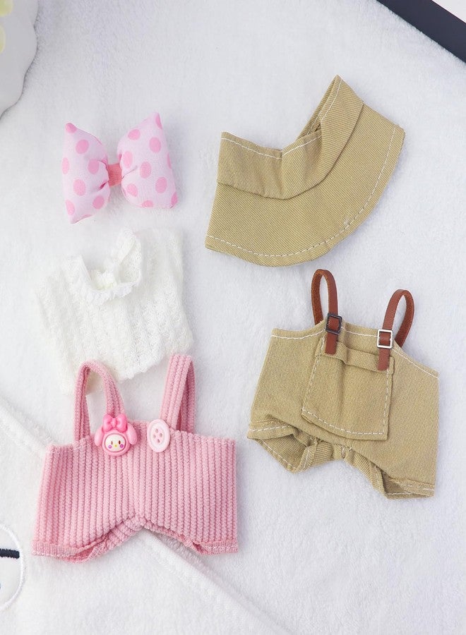 18INDC 2 Sets Doll Clothes Outfit Sets - 5 Pcs 15-17cm Dolls Accessories with Bow Clip & Hat for 6.7in/17cm Dolls Dress Up (No Doll & Shoes) - Image 4